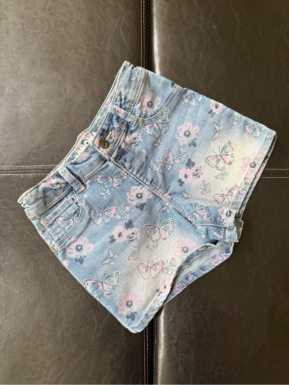Sonoma - Light Blue Denim Shorts with Pink Floral & Butterfly Print